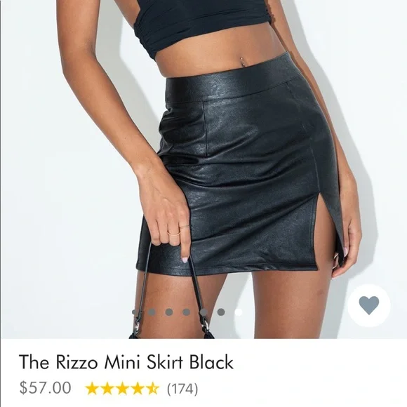 Princess Polly (Lioness) Black Leather Skirt